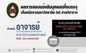 ประกาศมหาวิทยาลัยราชภัฏอุตรดิตถ์ เรื่อง ผลการสอบแข่งขันบุคคลเพื่อบรรจุเป็นพนักงานมหาวิทยาลัย (พ) สายวิชาการ ประจำประมาณ 2566