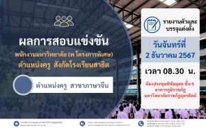 ประกาศมหาวิทยาลัยราชภัฏอุตรดิตถ์ เรื่อง ผลการสอบแข่งขันบุคคลเพื่อเข้าบรรจุเป็นพนักงานมหาวิทยาลัย (พ โครงการพิเศษ) ตำแหน่งครู สังกัดโรงเรียนสาธิต มหาวิทยาลัยราชภัฏอุตรดิตถ์ ประจำปีงบประมาณ 2568