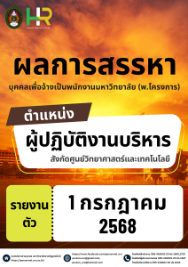ประกาศมหาวิทยาลัยราชภัฏอุตรดิตถ์ เรื่อง ผลการสรรหาคัดเลือกบุคคลทั่วไปเพื่อจ้างเป็นพนักงานมหาวิทยาลัย (พ.โครงการ) สังกัด ศูนย์วิทยาศาสตร์และเทคโนโลยี ปีงบประมาณ 2568