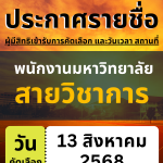 ประกาศมหาวิทยาลัยราชภัฏอุตรดิตถ์ เรื่อง รายชื่อบุคคลทั่วไปผู้มีสิทธิ์เข้ารับการคัดเลือกเพื่อบรรจุเป็นพนักงานมหาวิทยาลัย ประเภทวิชาการ ประจำปีงบประมาณ 2568 ครั้งที่ 3