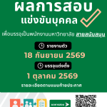 ประกาศมหาวิทยาลัยราชภัฏอุตรดิตถ์ เรื่อง ผลการสอบแข่งขันบุคคลทั่วไปเพื่อบรรจุเป็นพนักงานมหาวิทยาลัย ประเภทสนับสนุน ปีงบประมาณ 2570